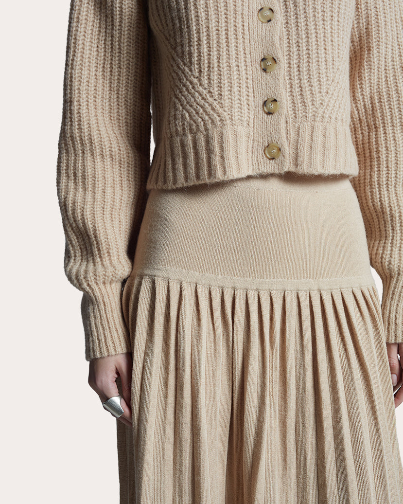 Lea Pleated Alpaca Midi Skirt