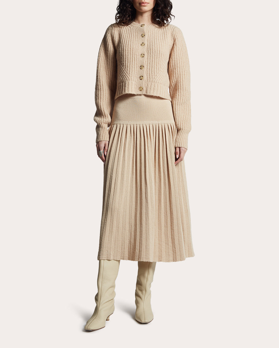 Lea Pleated Alpaca Midi Skirt