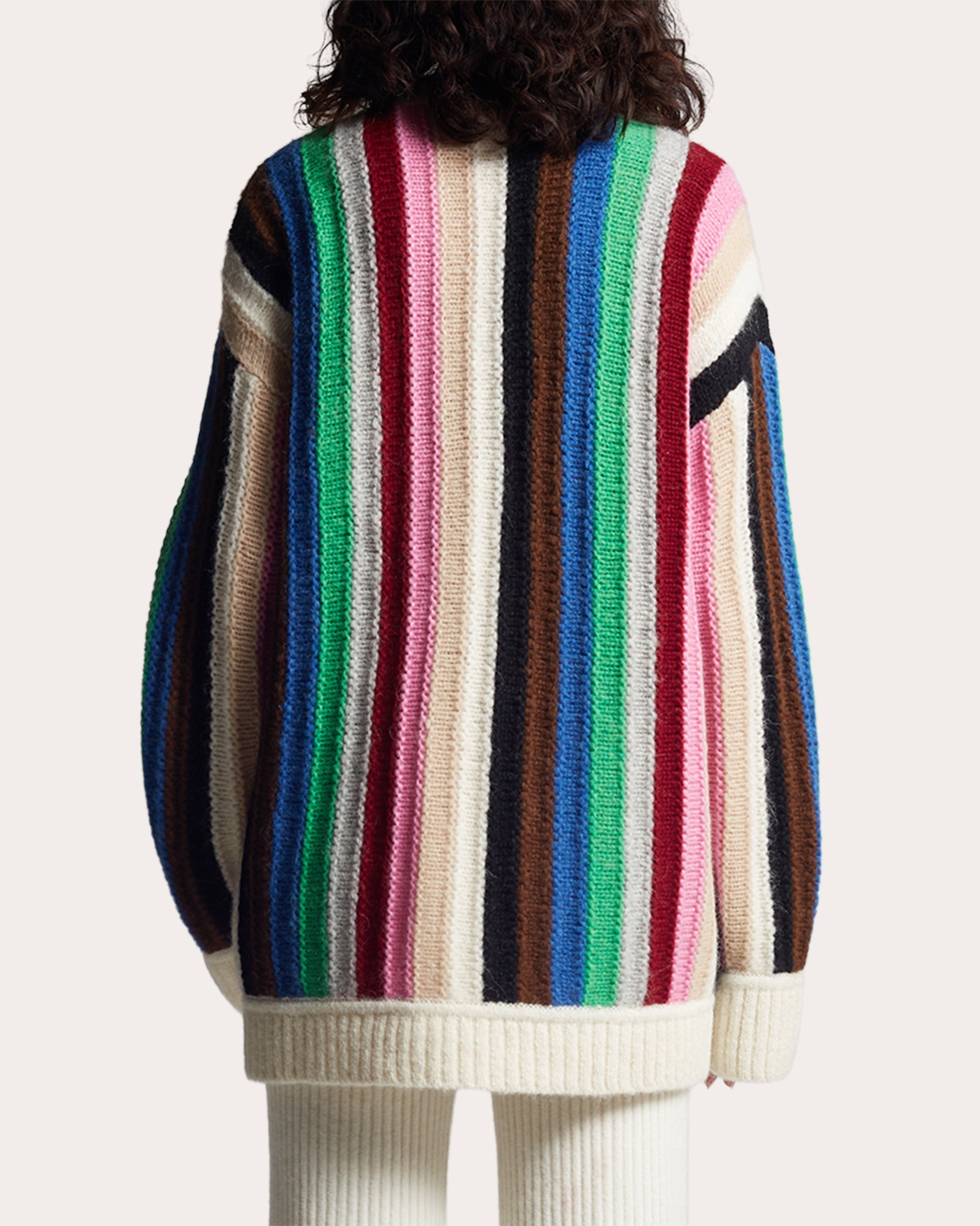 Cindra Oversized Striped Alpaca-Blend Cardigan