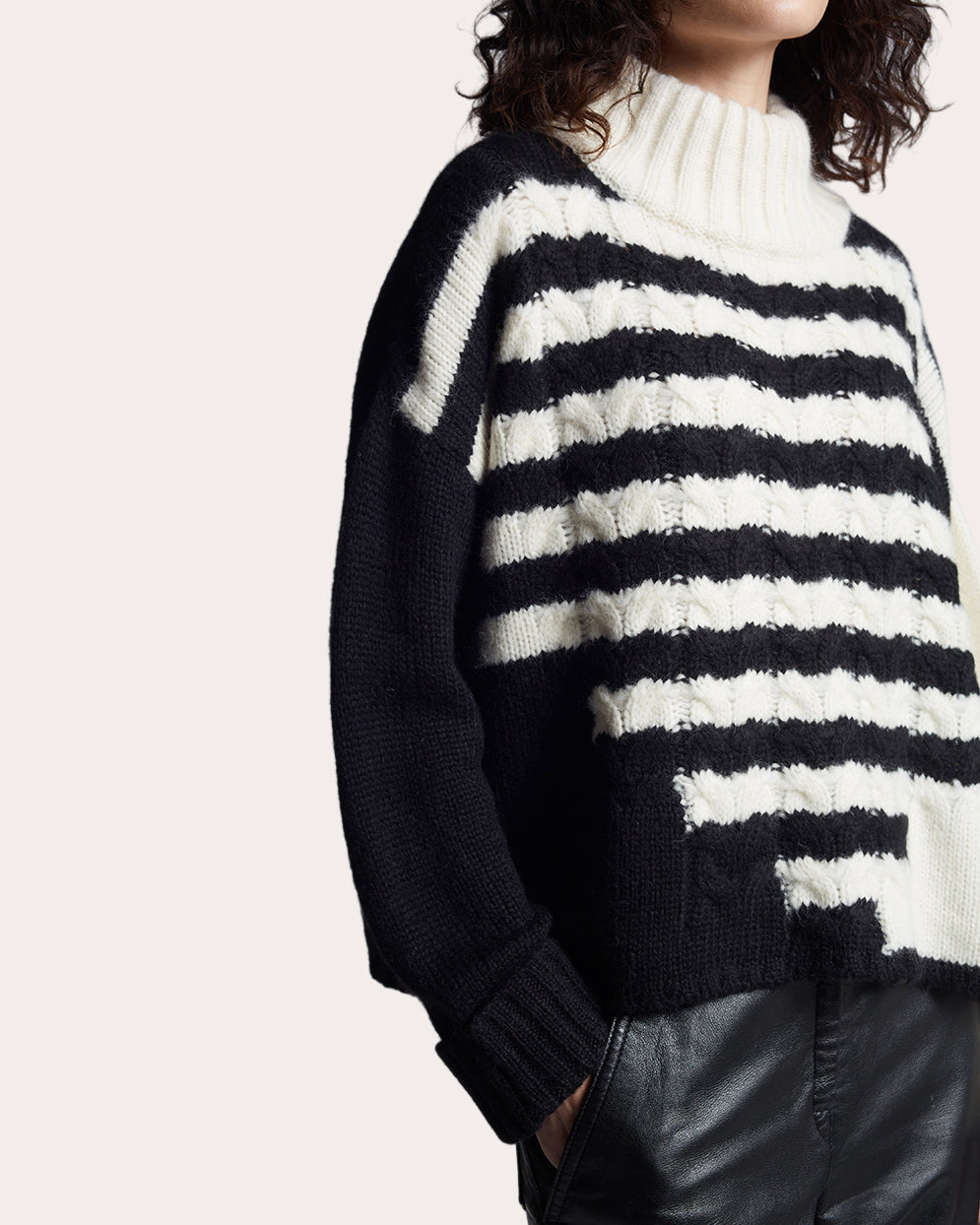 Maeve Striped Cable-Knit Alpaca-Blend Sweater