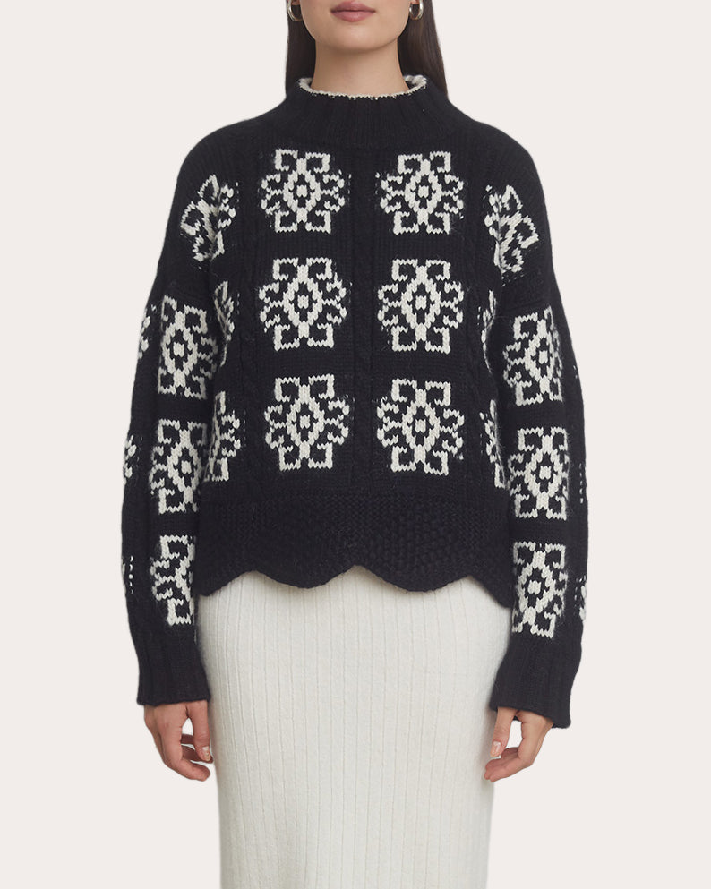 Sienna Scalloped Cable-Knit Alpaca-Blend Sweater