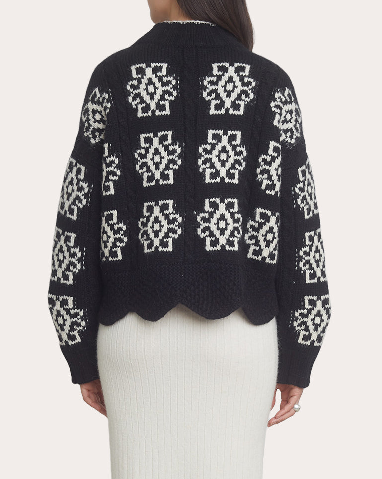 Sienna Scalloped Cable-Knit Alpaca-Blend Sweater