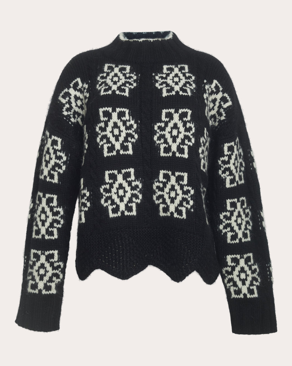Sienna Scalloped Cable-Knit Alpaca-Blend Sweater
