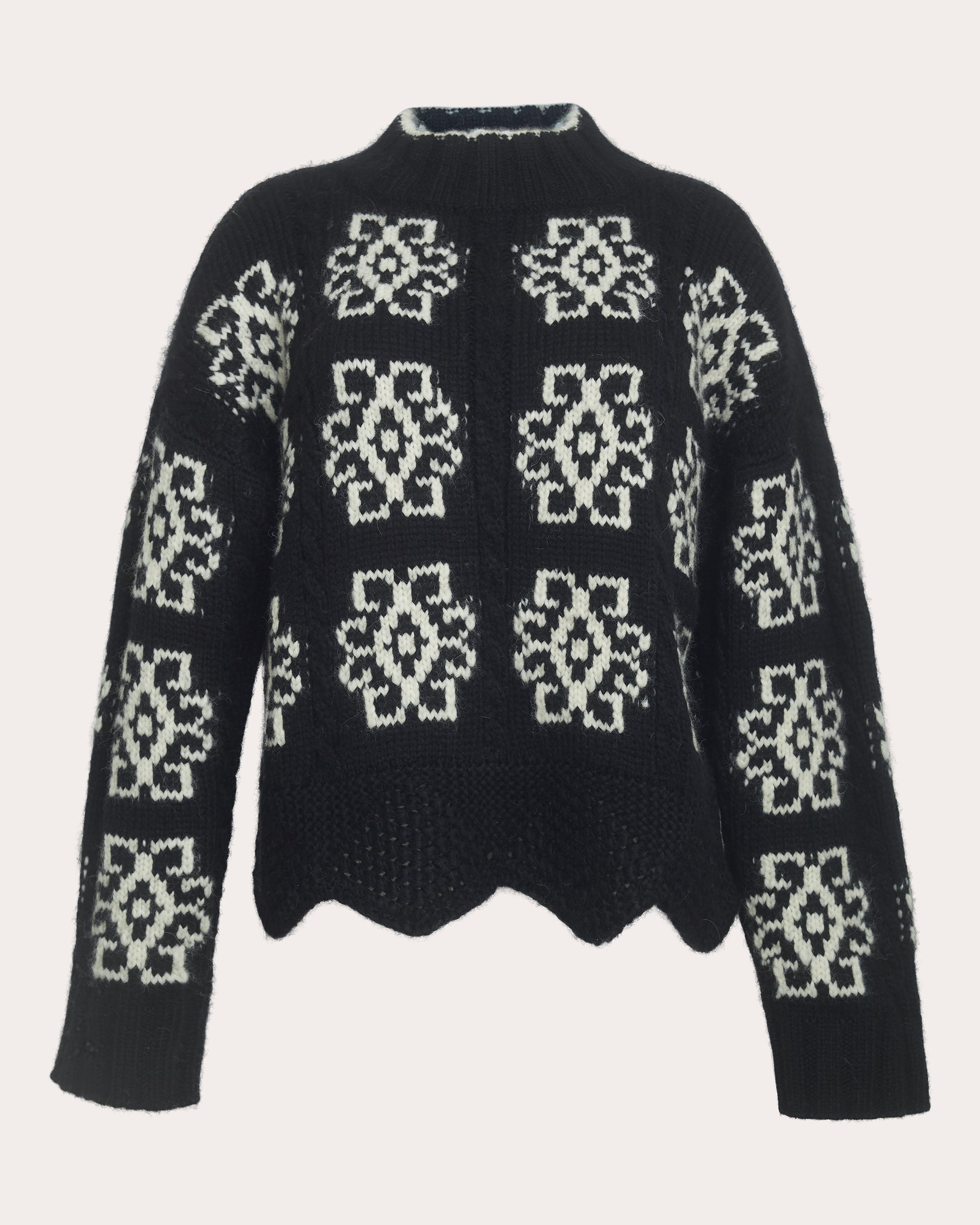 Sienna Scalloped Cable-Knit Alpaca-Blend Sweater