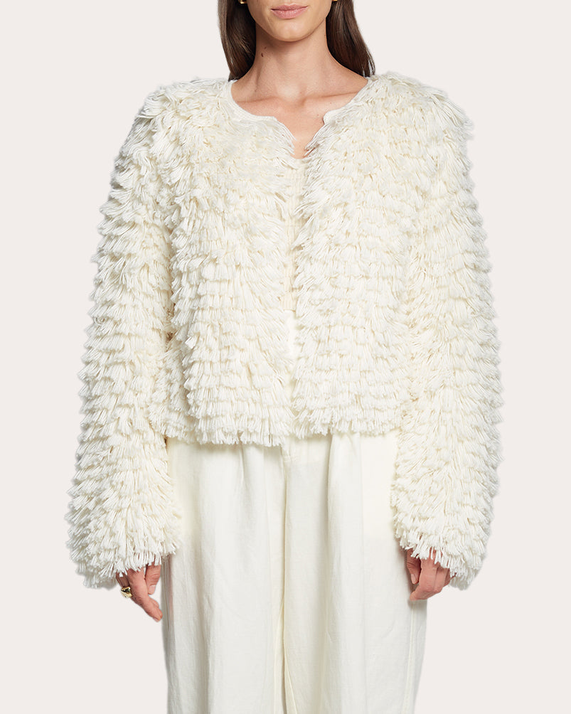 Jenna Fringed Knit Wool Cardigan