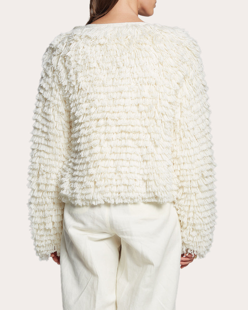 Jenna Fringed Knit Wool Cardigan