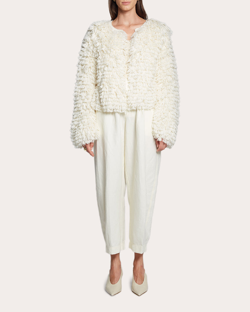 Jenna Fringed Knit Wool Cardigan