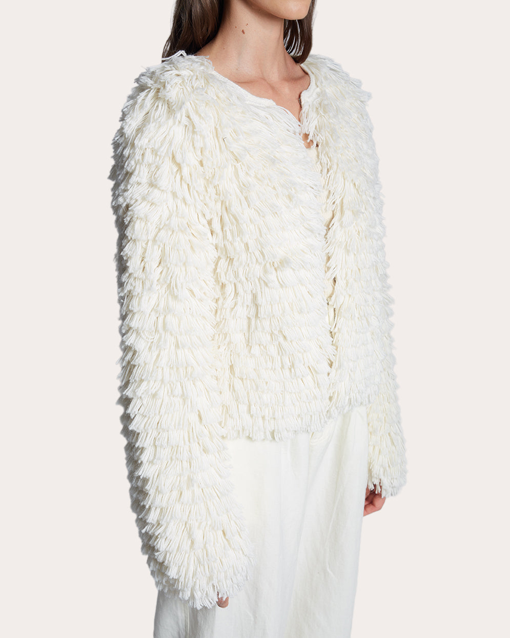 Jenna Fringed Knit Wool Cardigan