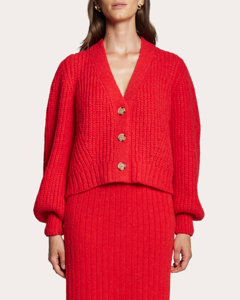 Sara Ribbed Alpaca-Blend Cardigan