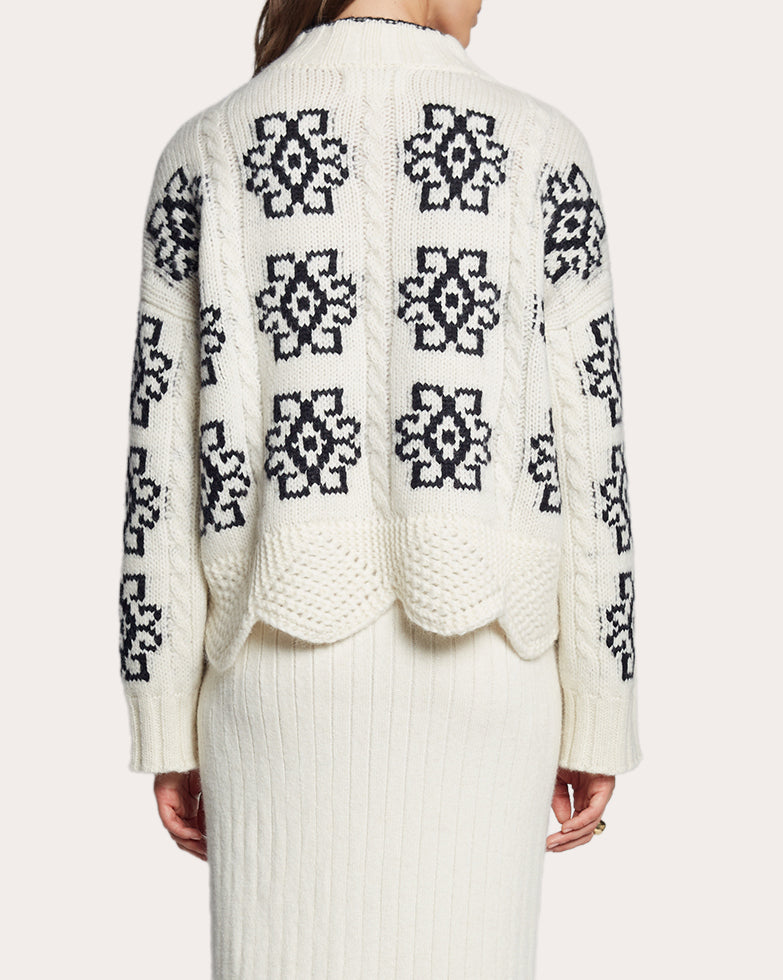 Sienna Scalloped Cable-Knit Alpaca-Blend Sweater