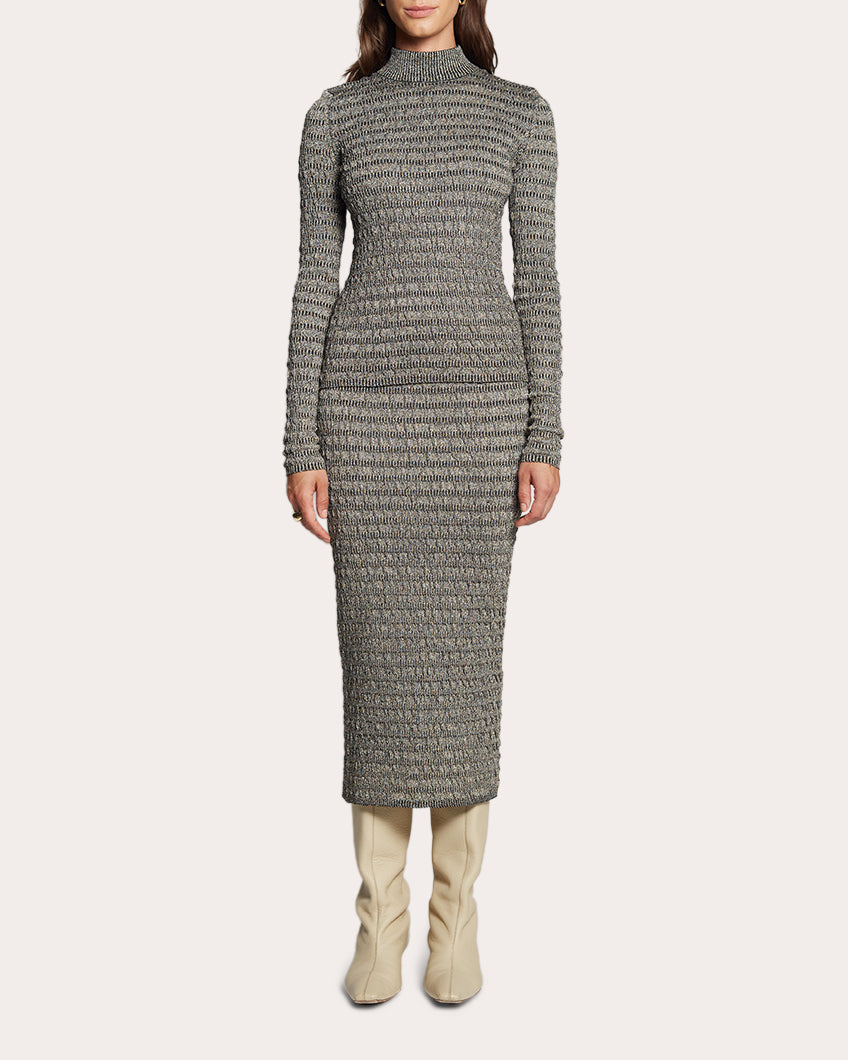 Clara Metallic Seersucker-Knit Sweater