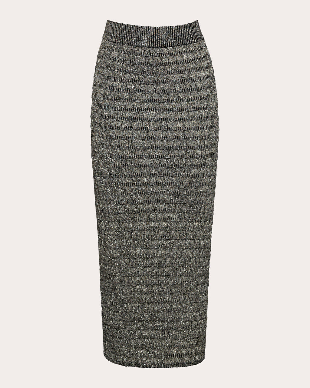 Carrie Metallic Seersucker-Knit Midi Skirt