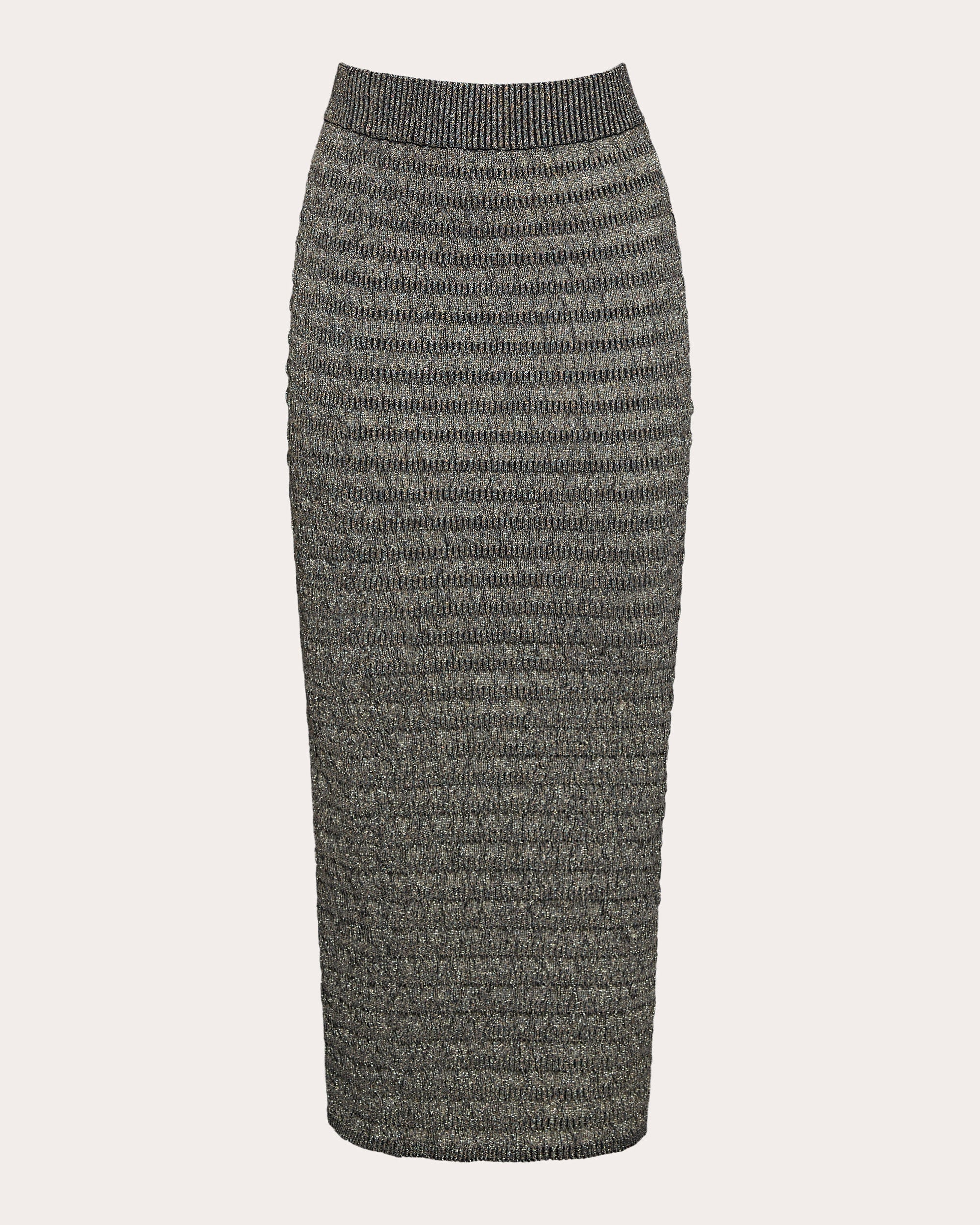 Carrie Metallic Seersucker-Knit Midi Skirt