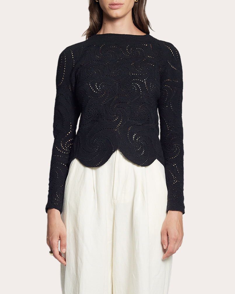 Dahlia Cropped Crochet-Knit Top
