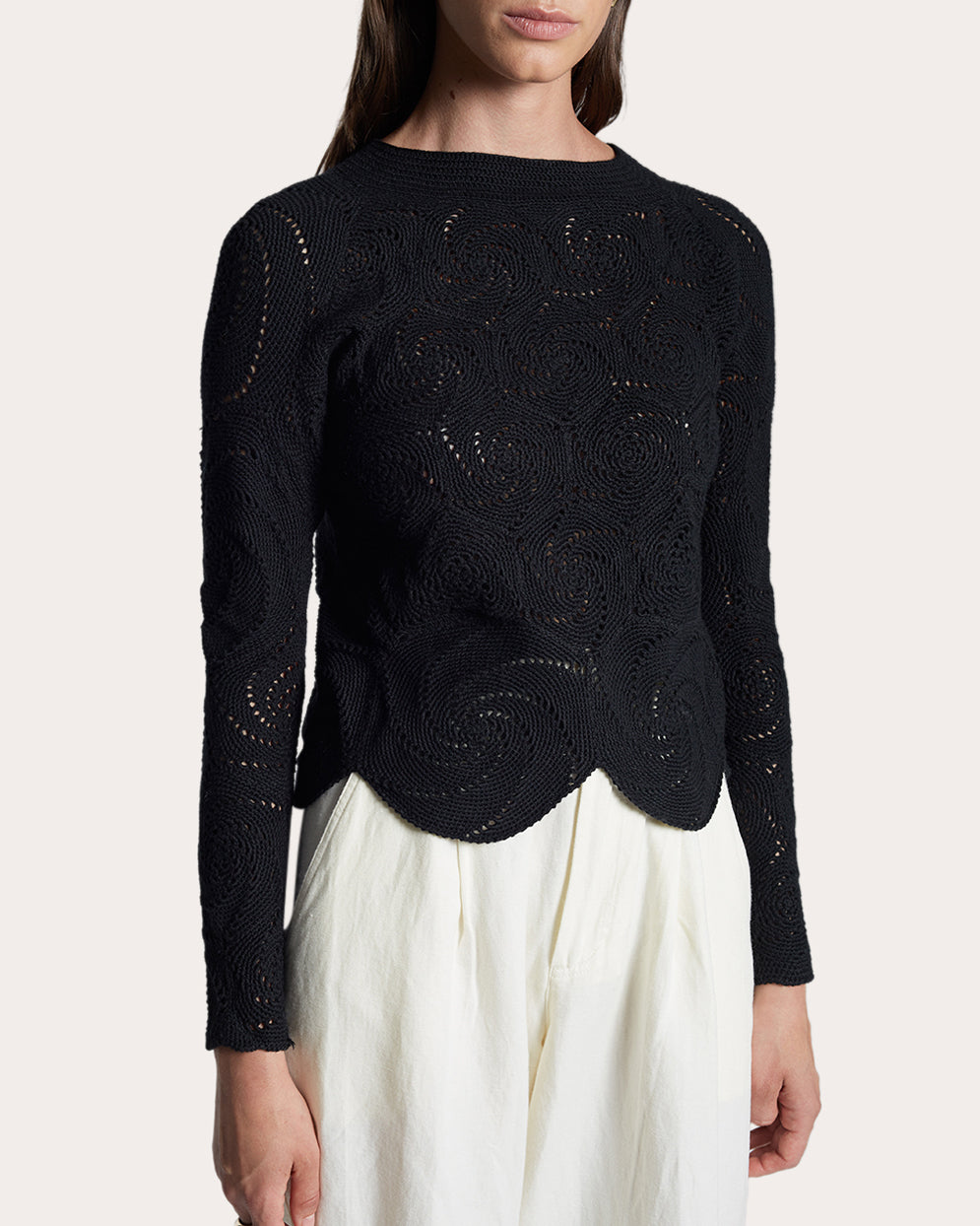 Dahlia Cropped Crochet-Knit Top