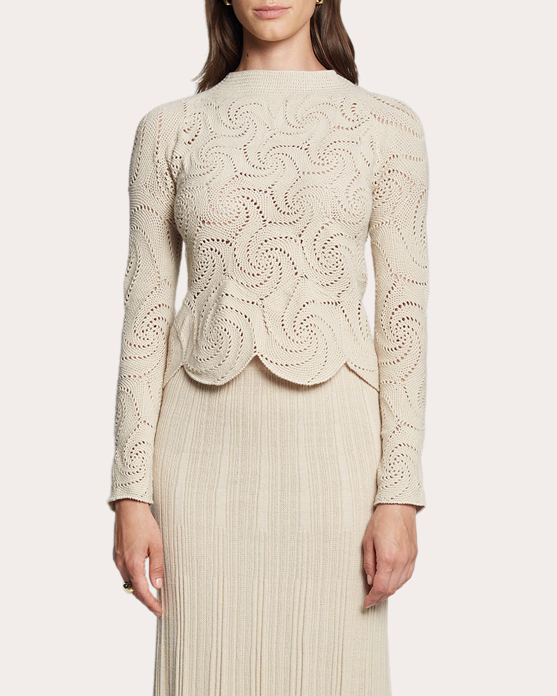 Dahlia Cropped Crochet-Knit Top