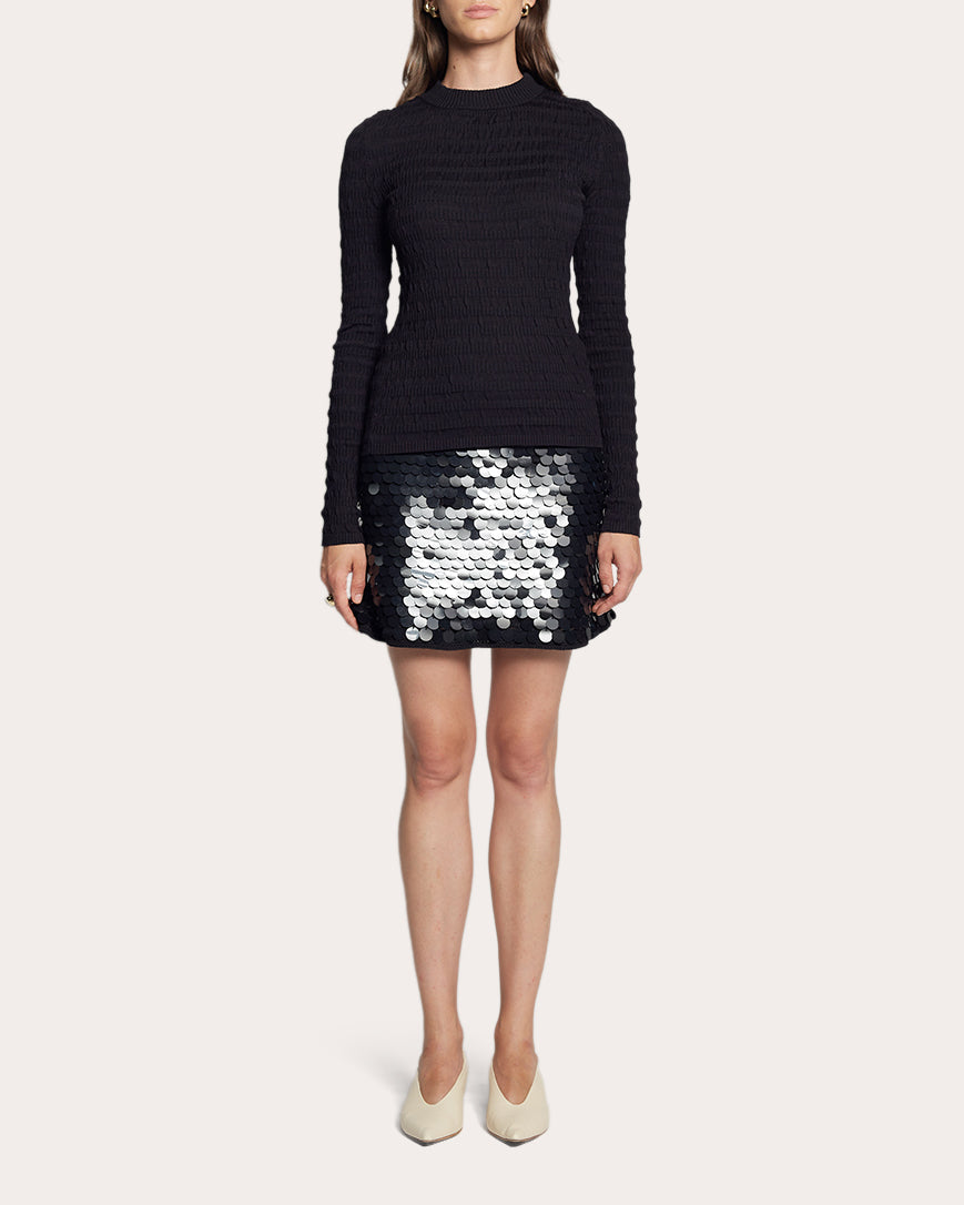 Mya Sequin-Embellished Cotton Mini Skirt