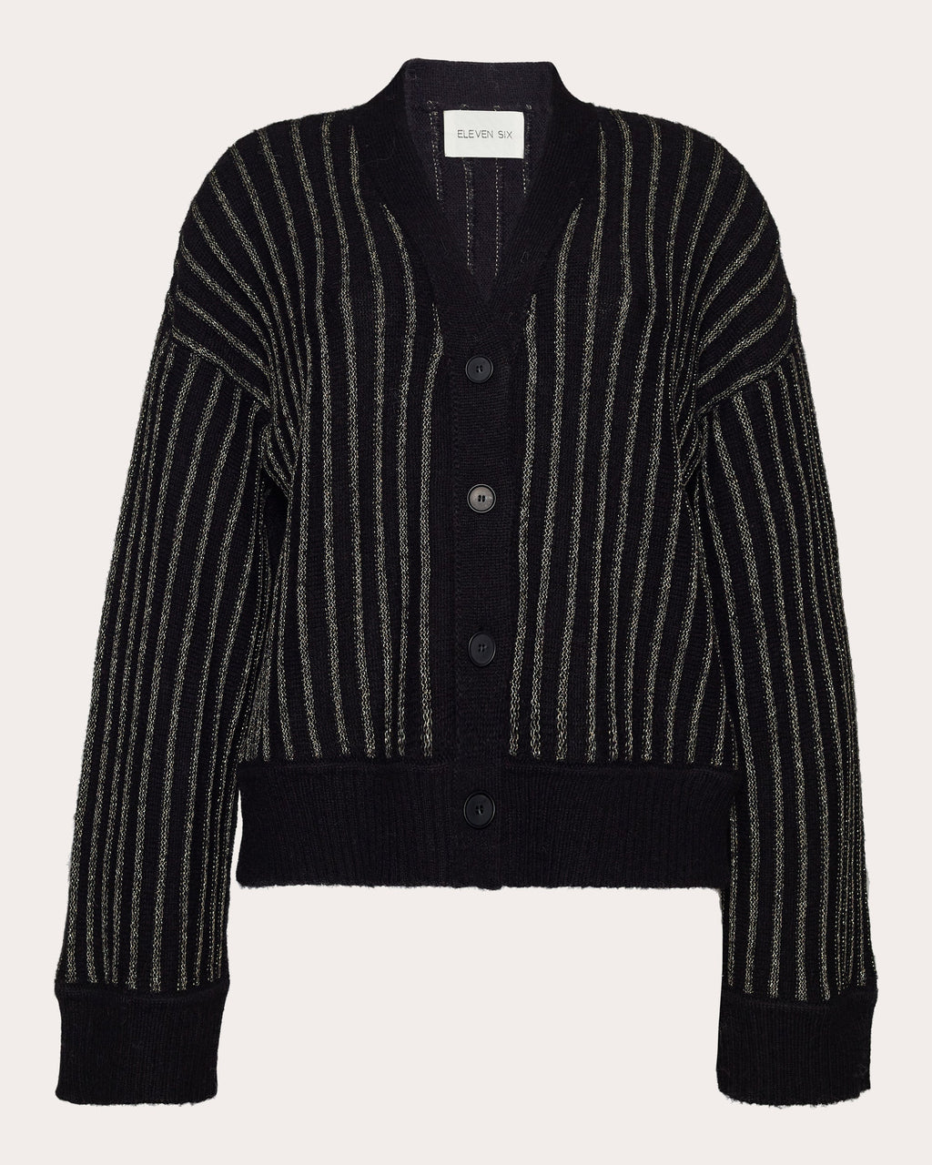 Leona Striped Metallic-Knit Alpaca-Blend Cardigan