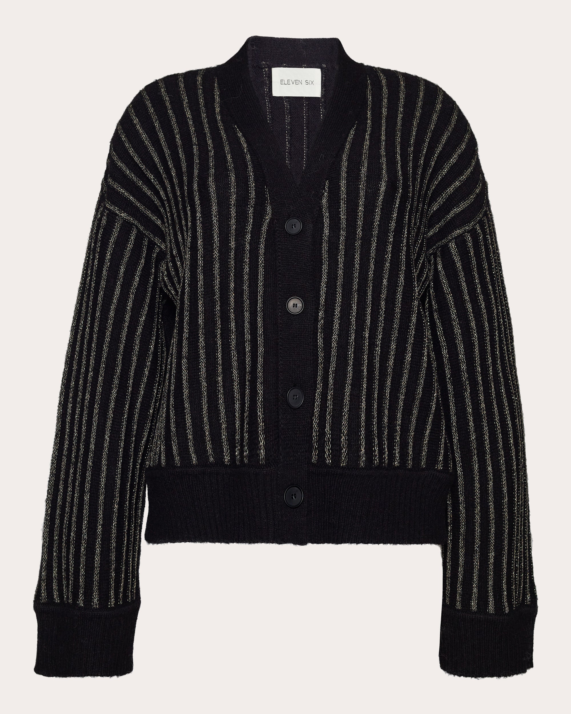 Leona Striped Metallic-Knit Alpaca-Blend Cardigan