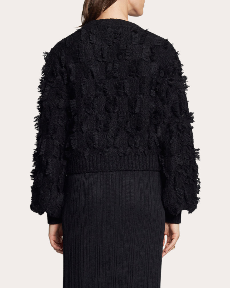 Luella Cropped Fringed Alpaca-Blend Cardigan