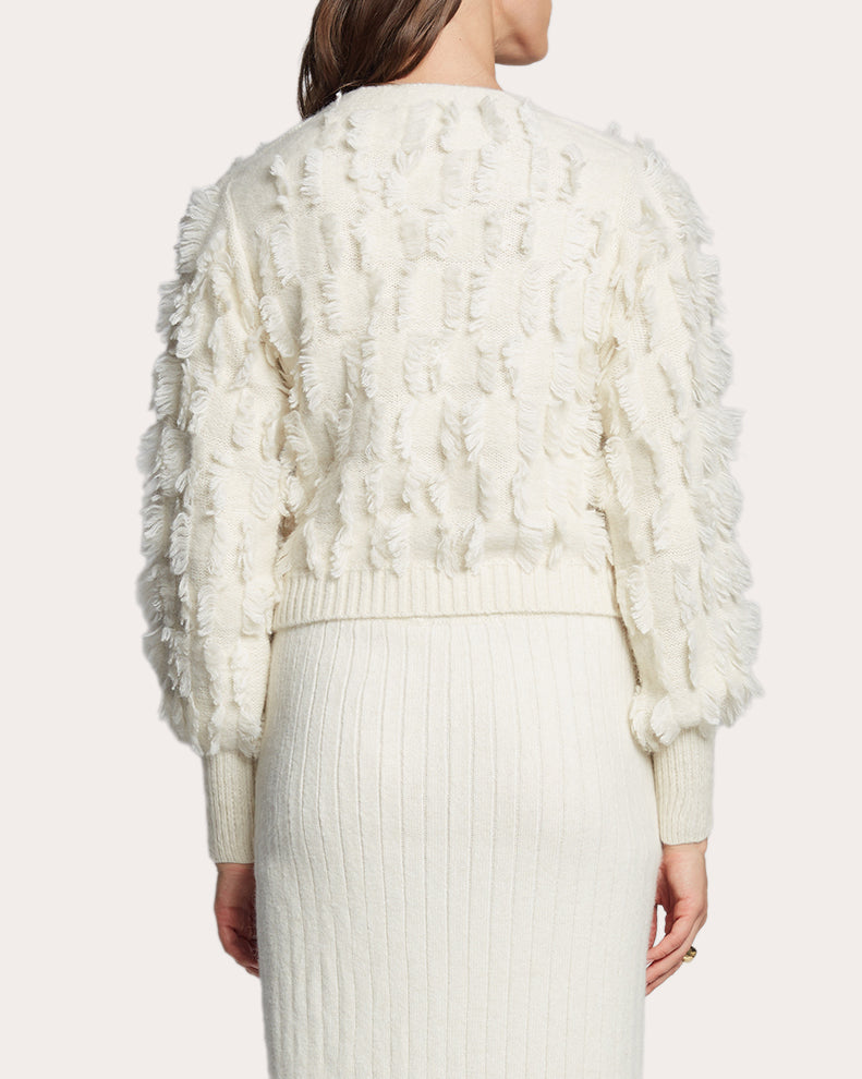 Luella Cropped Fringed Alpaca-Blend Cardigan