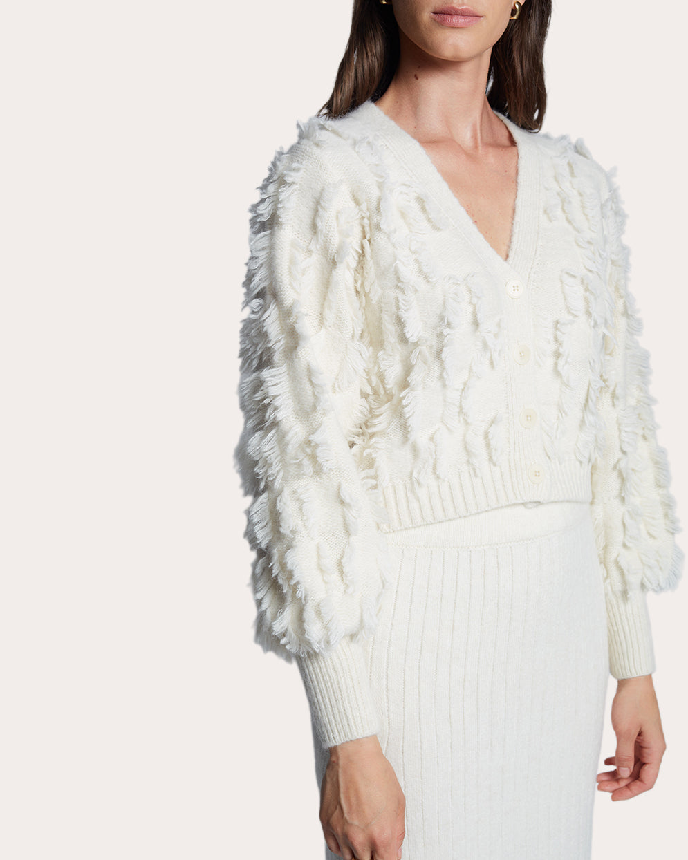 Luella Cropped Fringed Alpaca-Blend Cardigan