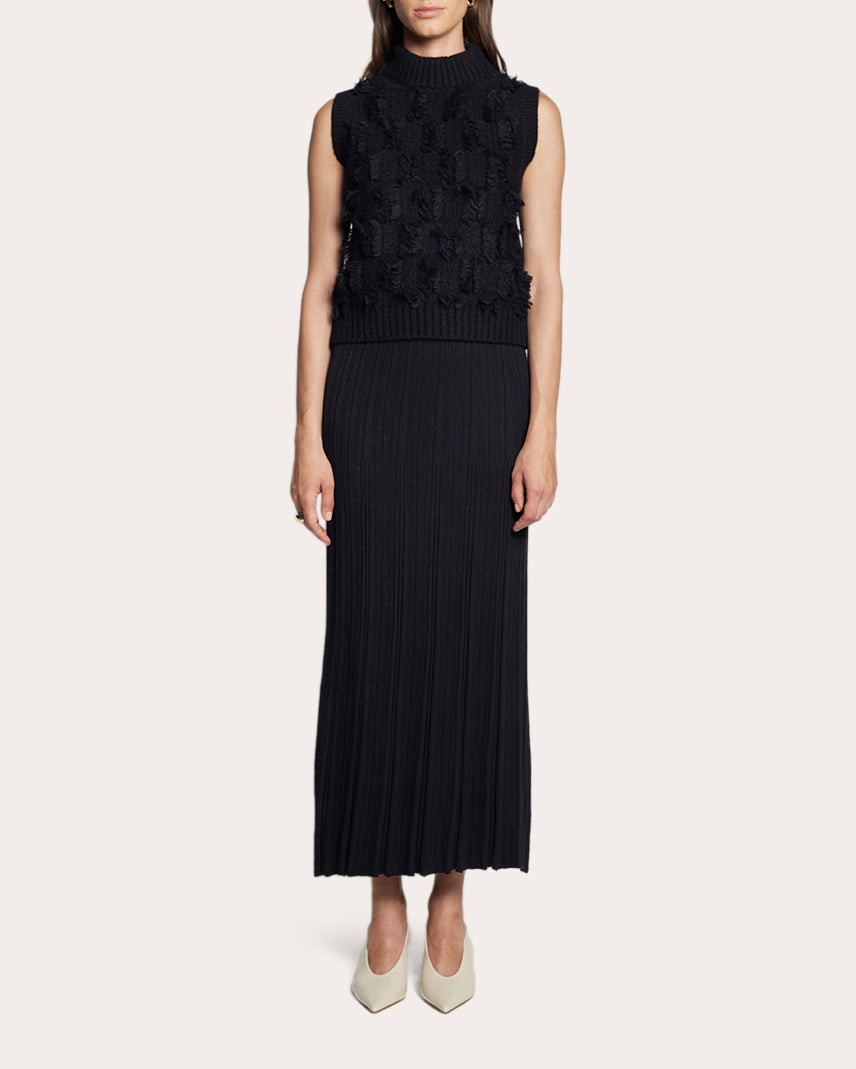 Sally Ribbed Cotton-Blend Midi Skirt