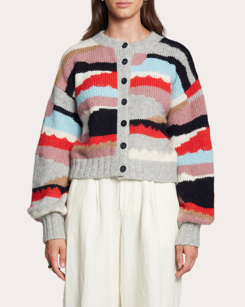 Zaria Cropped Intarsia-Knit Alpaca-Blend Cardigan
