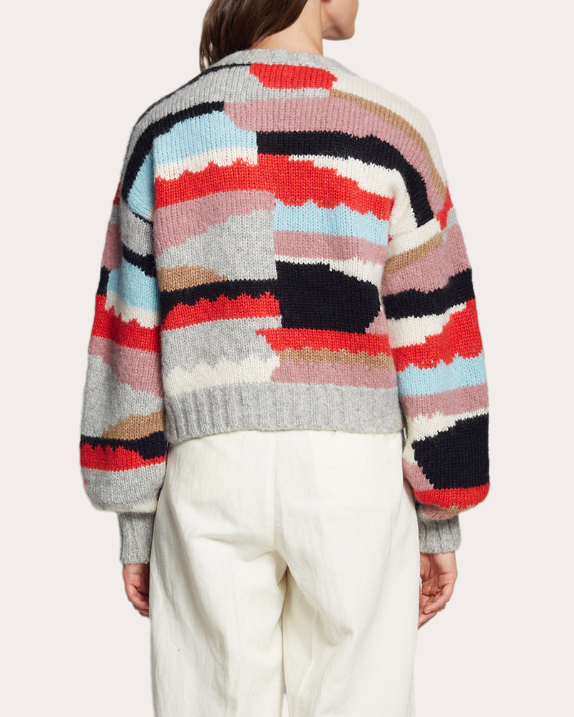 Zaria Cropped Intarsia-Knit Alpaca-Blend Cardigan