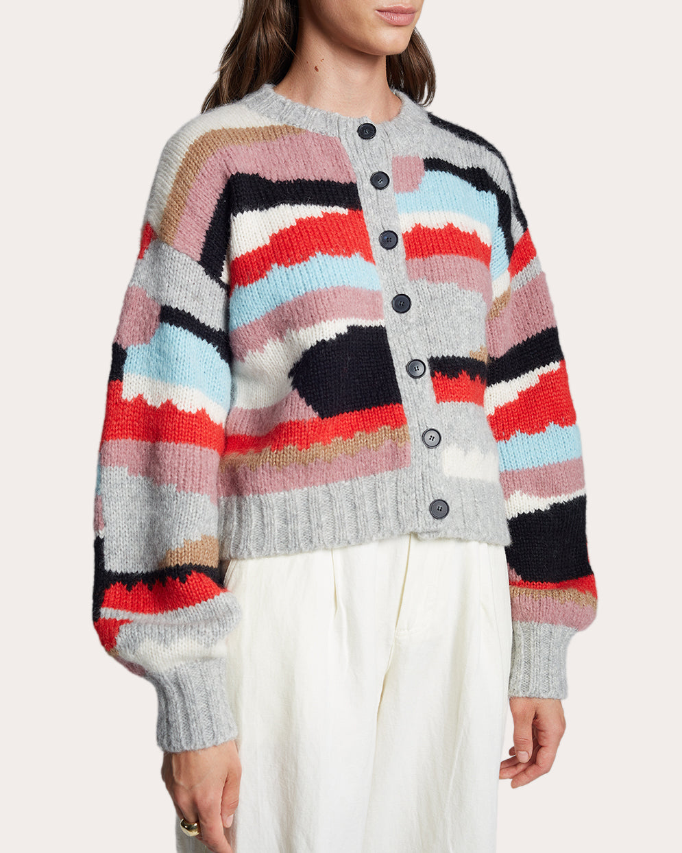 Zaria Cropped Intarsia-Knit Alpaca-Blend Cardigan