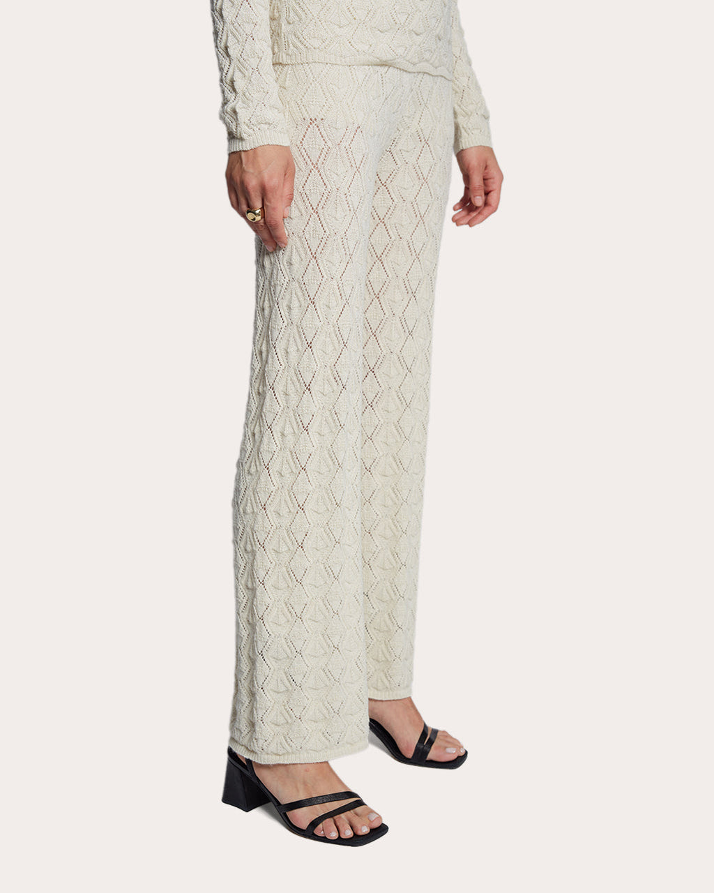 Amelia Lace-Stitch Alpaca-Knit Pants