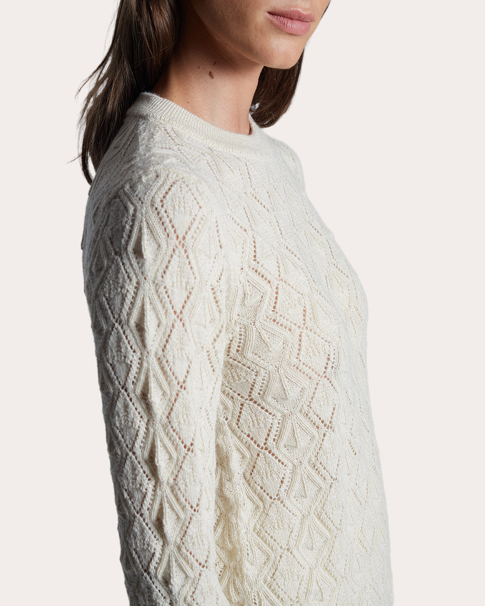 Theresa Lace-Stitch Alpaca-Knit Sweater