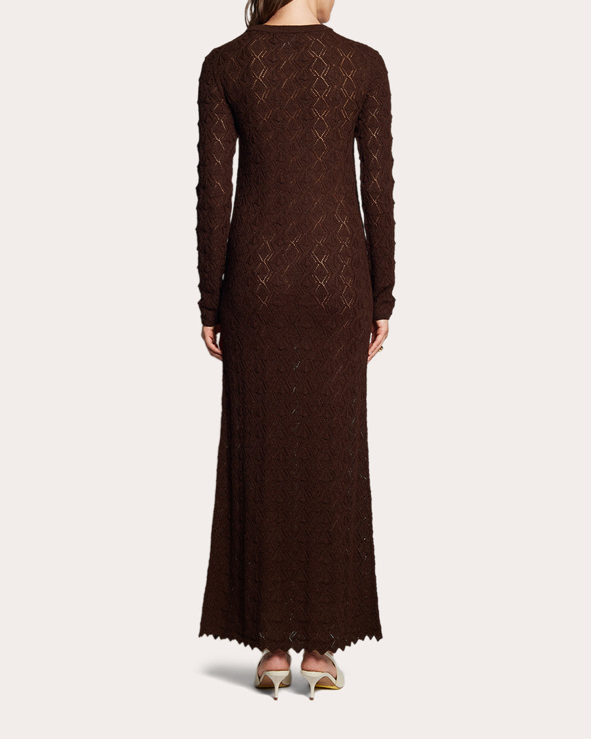 Aurela Lace-Stitch Alpaca-Knit Maxi Dress