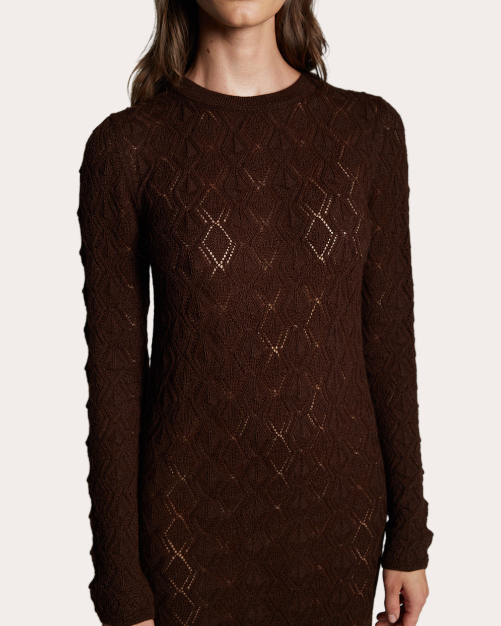 Aurela Lace-Stitch Alpaca-Knit Maxi Dress