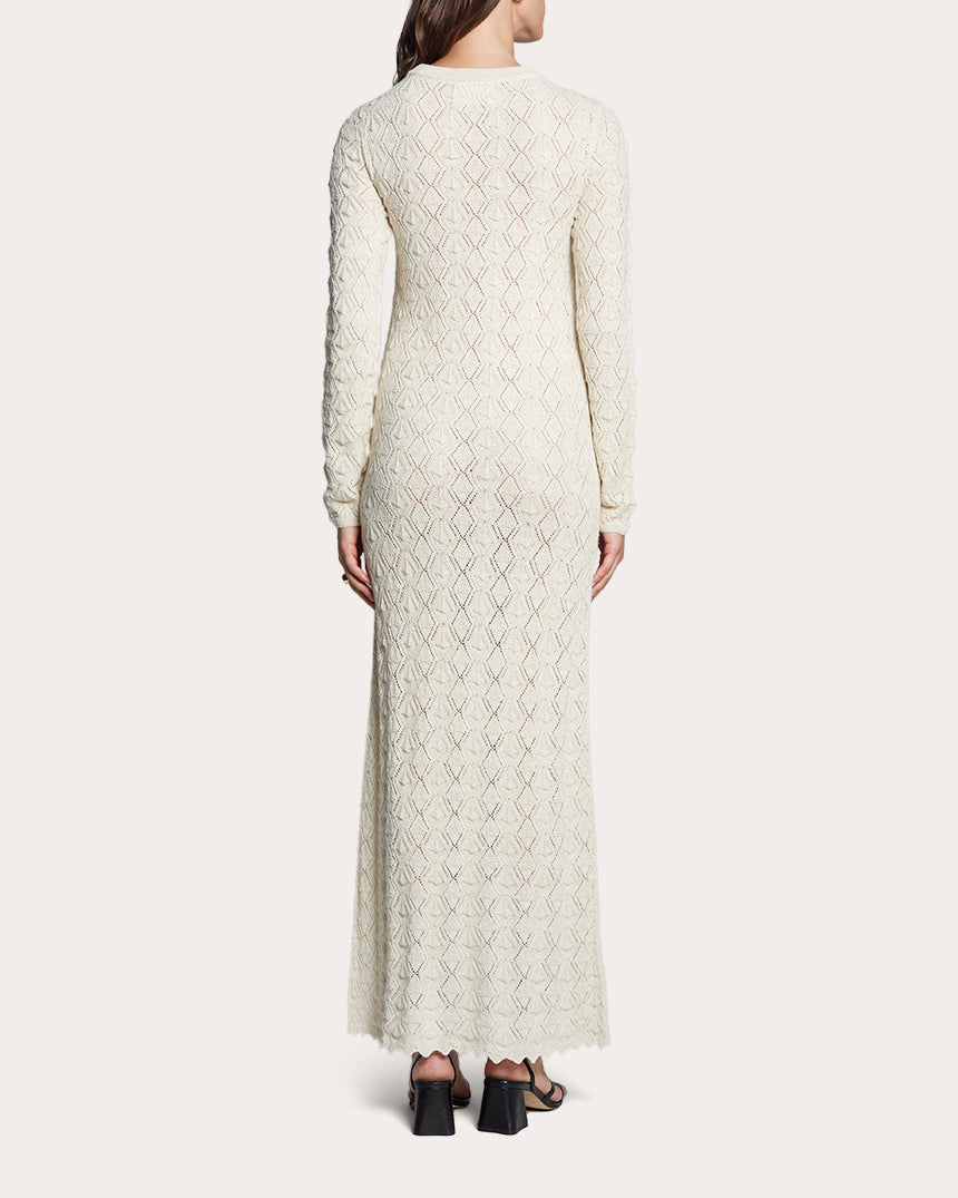 Aurela Lace-Stitch Alpaca-Knit Maxi Dress
