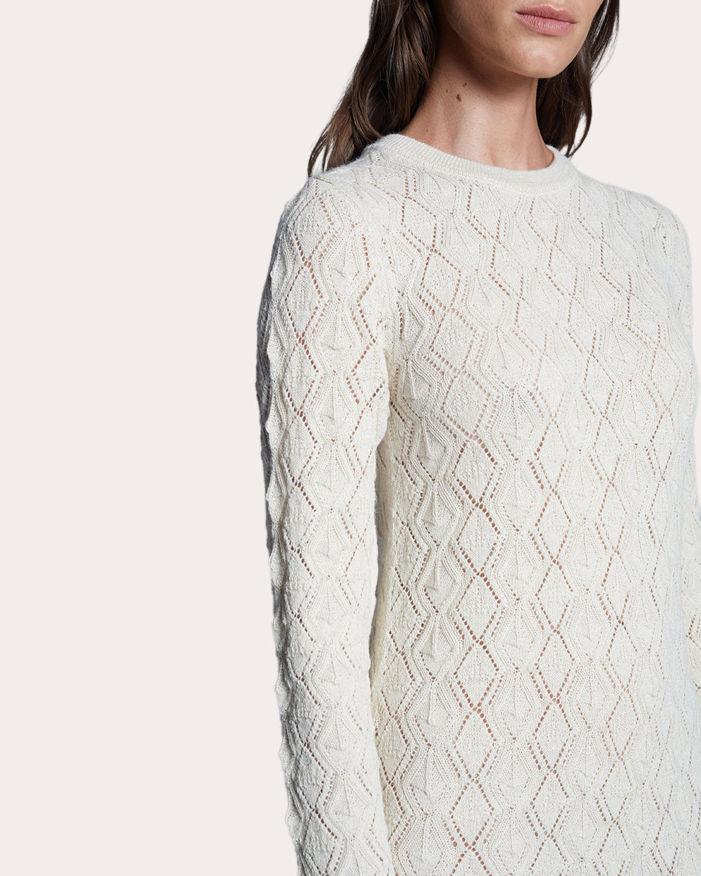 Aurela Lace-Stitch Alpaca-Knit Maxi Dress