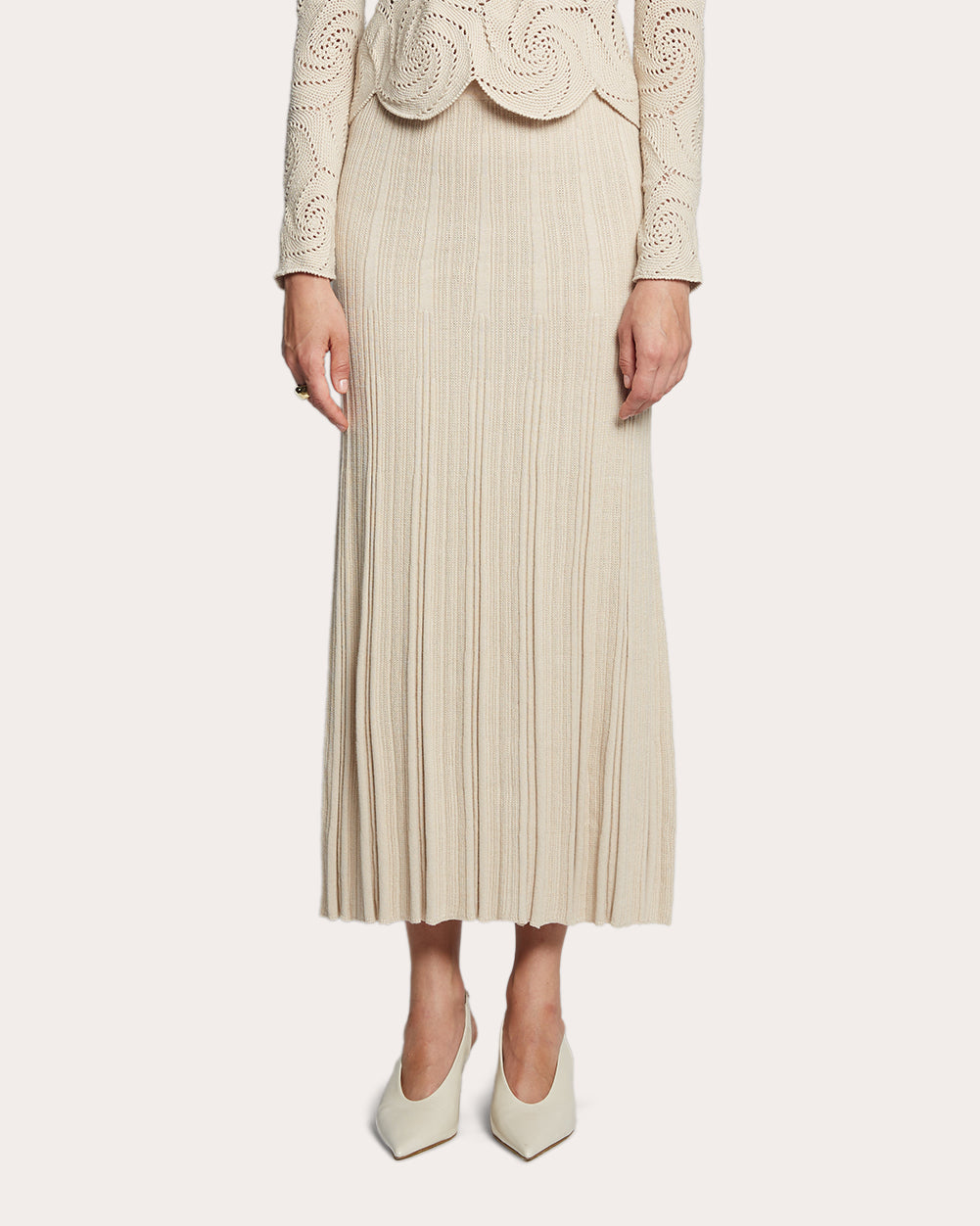 Sally Ribbed Cotton-Blend Midi Skirt