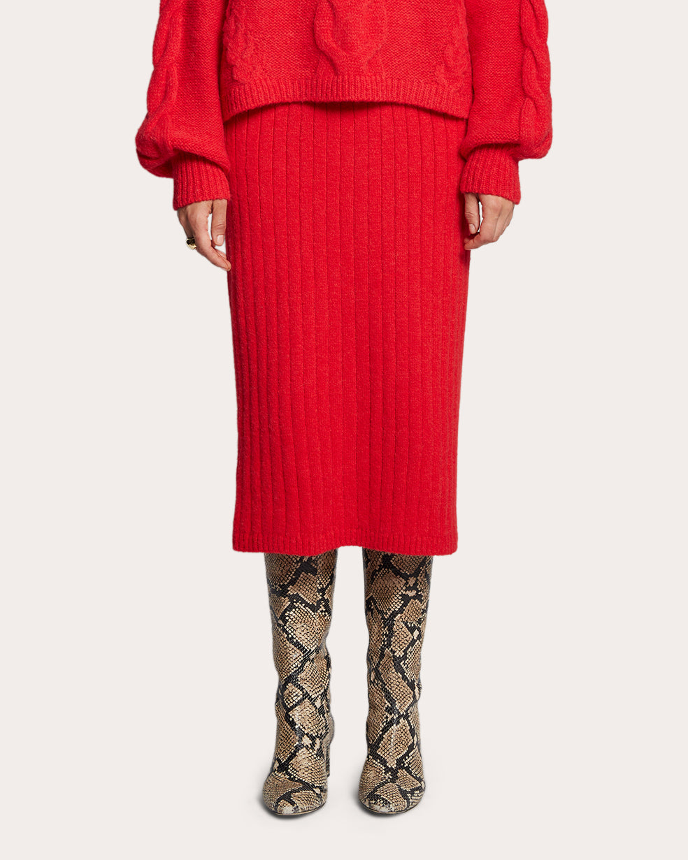 Pia Ribbed Alpaca-Blend Midi Skirt