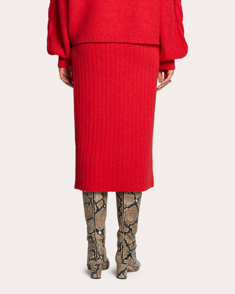 Pia Ribbed Alpaca-Blend Midi Skirt