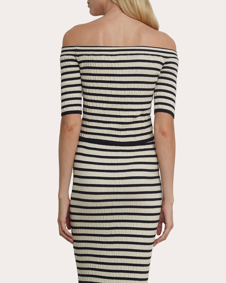 Helene Stripe Off-Shoulder Sweater