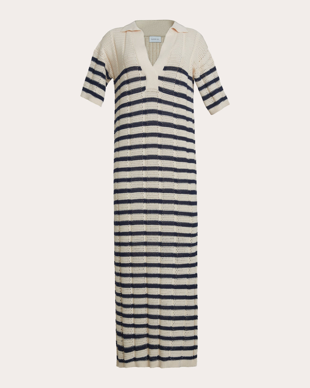 Emmie Stripe Mesh Knit Midi Dress