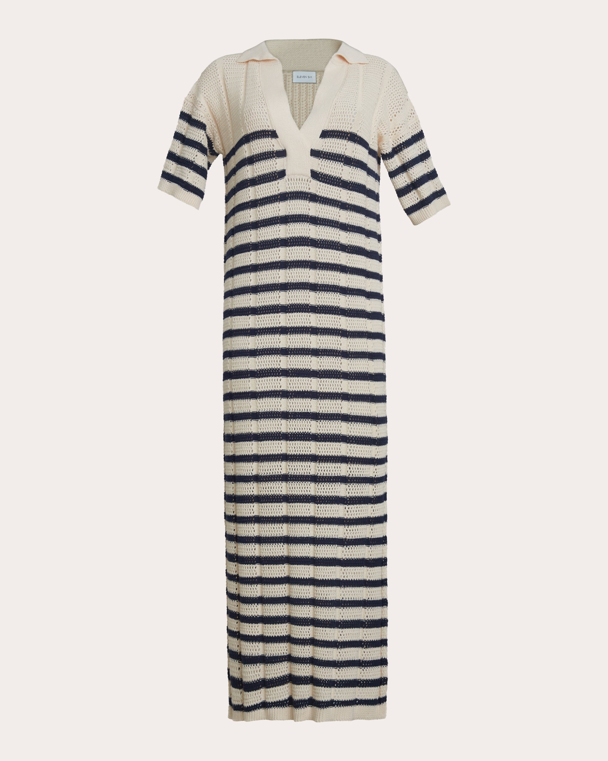 Emmie Stripe Mesh Knit Midi Dress