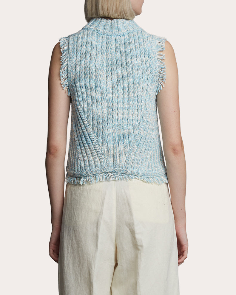 Bria Cropped Fringe-Trimmed Ribbed Knit Top