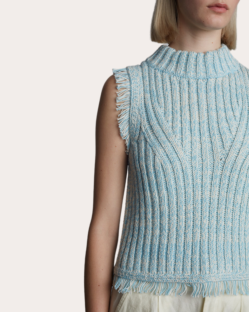 Bria Cropped Fringe-Trimmed Ribbed Knit Top