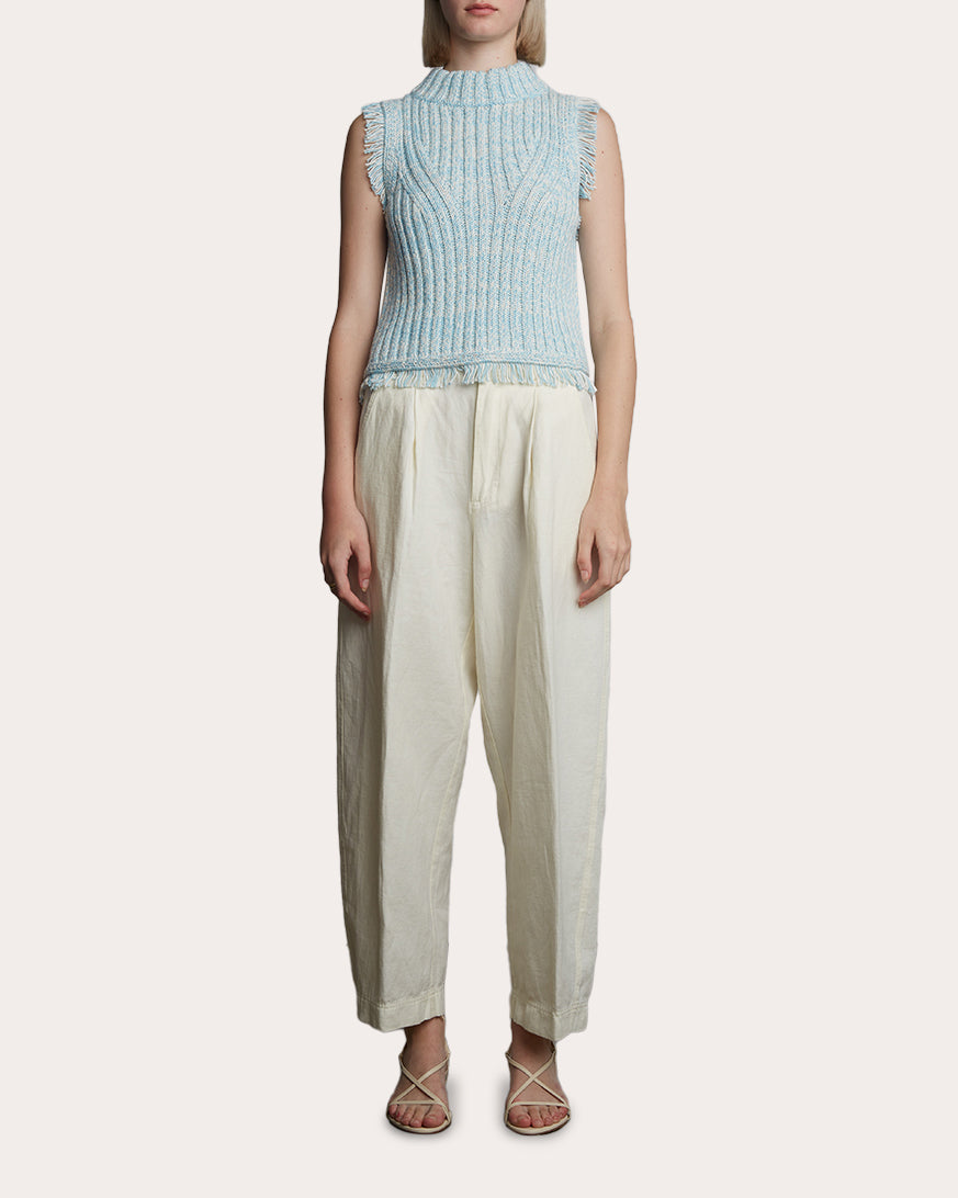 Bria Cropped Fringe-Trimmed Ribbed Knit Top