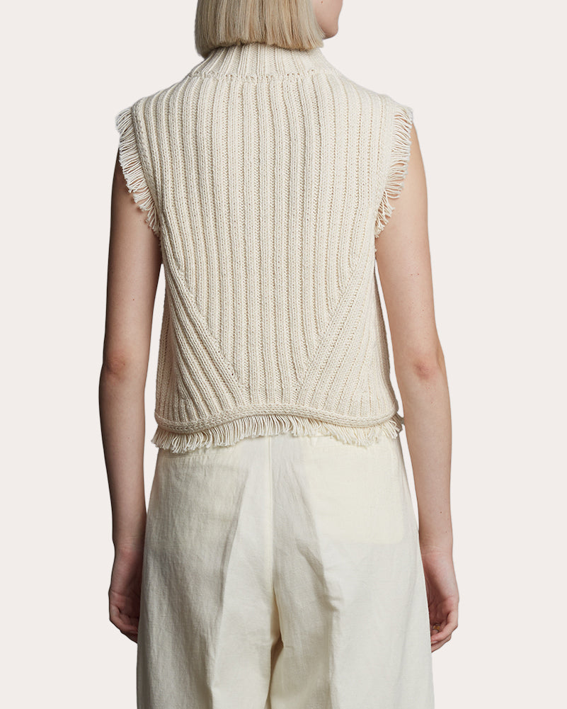 Bria Cropped Fringe-Trimmed Ribbed Knit Top