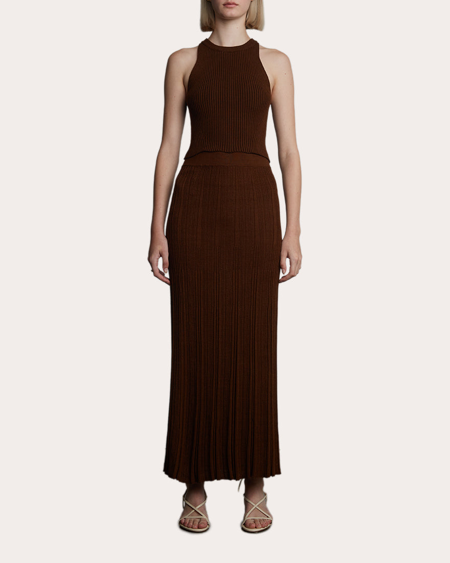 Sally Ribbed Cotton-Blend Midi Skirt