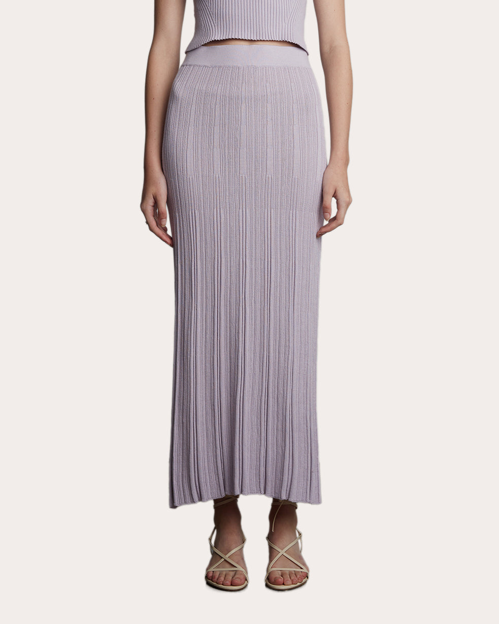 Sally Ribbed Cotton-Blend Midi Skirt