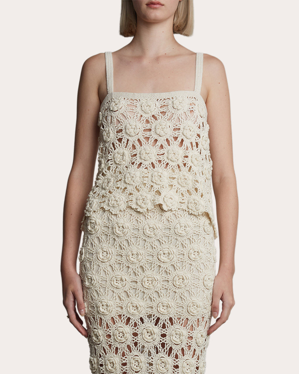 Mila Floral Cotton Crochet Knit Top