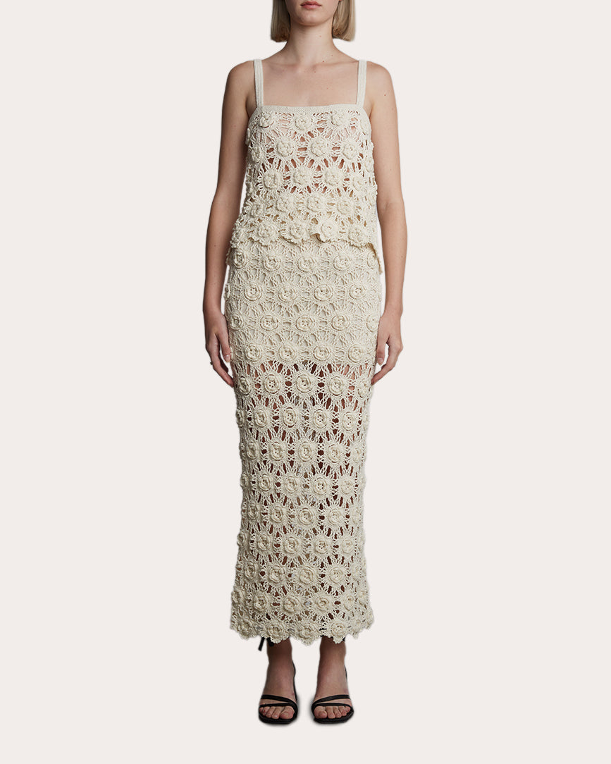 Mila Floral Cotton Crochet Knit Top